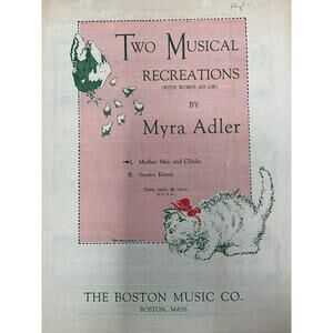 Mother Hen and Chicks Sheet Music Myra Adler 1933 Two Musical‎ Recreations